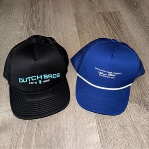 Dutch bros trucker hat black blue set of 2 perfect condition
